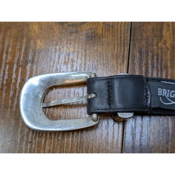 Brighton Rodeo Heart Grommet Belt Black Leather • Engraved Silver Buckle • Style
